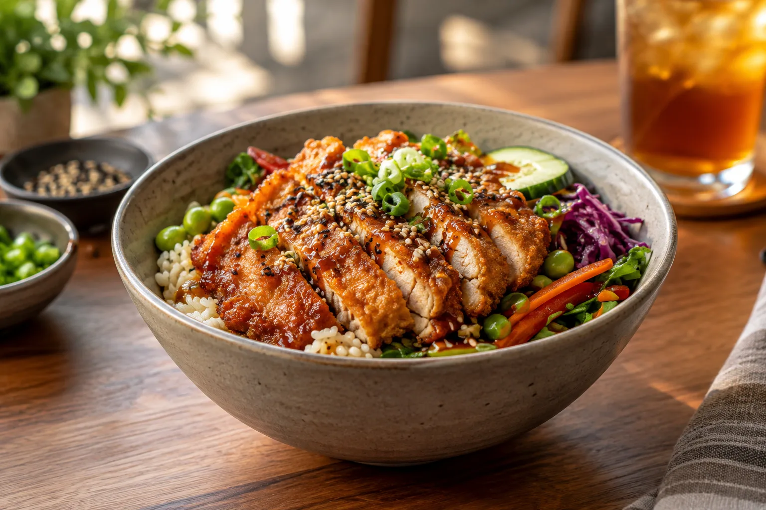 Fresh chicken bowl on an example restaurant website